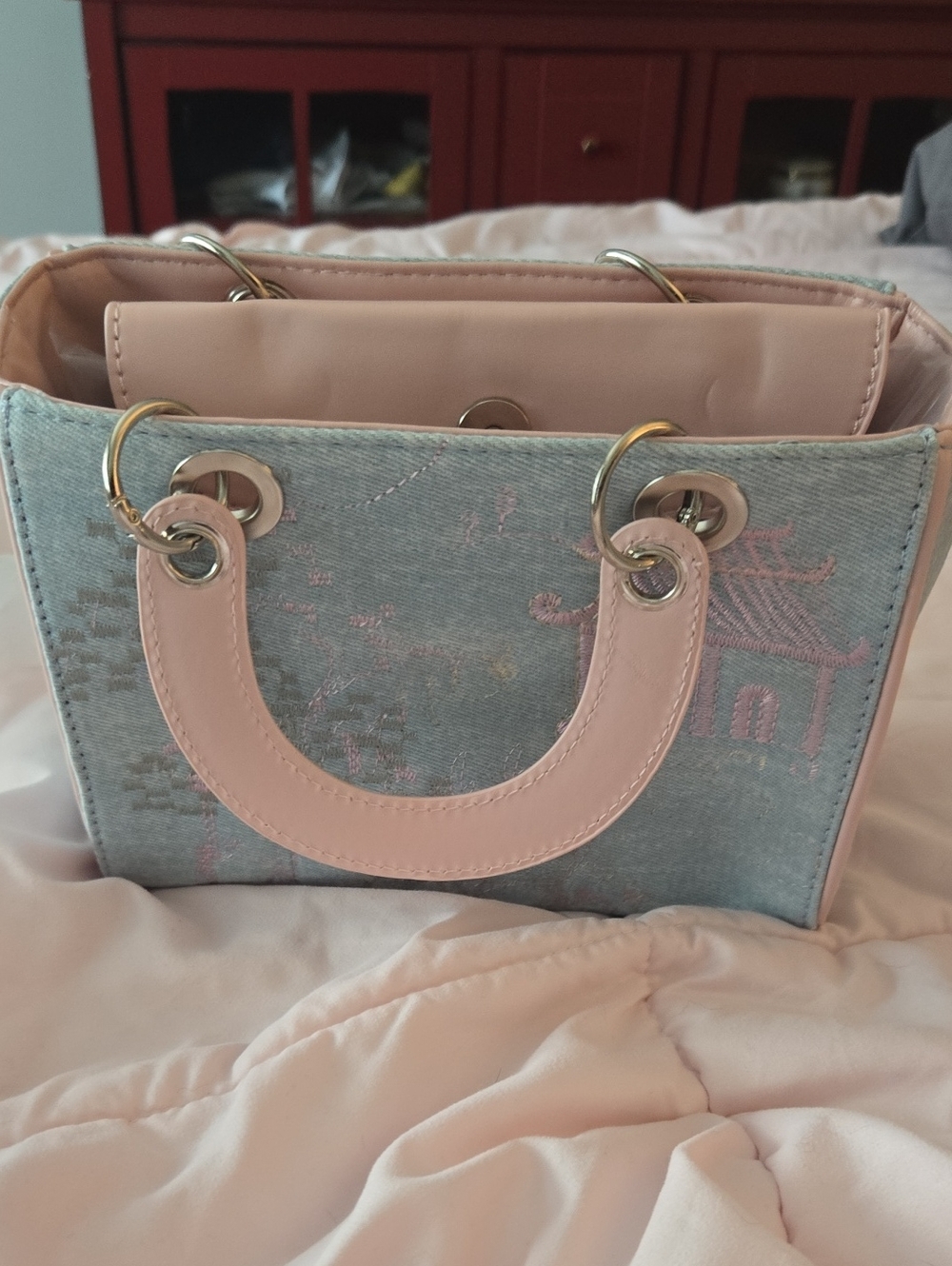 Pink & Blue Mini Tote Handbag - Women's Fashion Bag